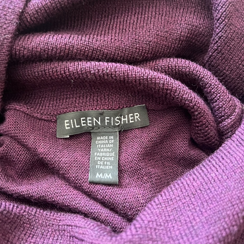 Eileen Fisher 100% Merino Wool Mock Neck‎ Sweater Size M - Picture 2 of 4